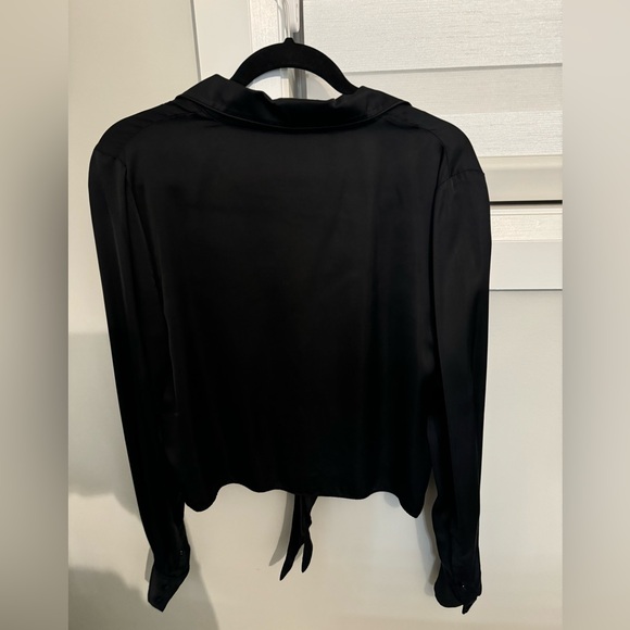 Aritzia Satin Effect Crop Tie Blouse - Picture 2 of 6